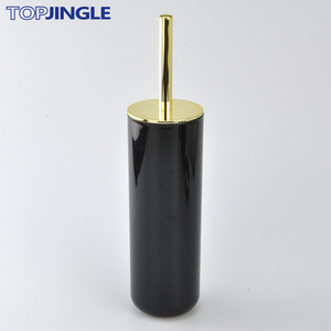 Portaescobillas de baño de forma cónica polivinílica con base de madera maciza - Product Image 2