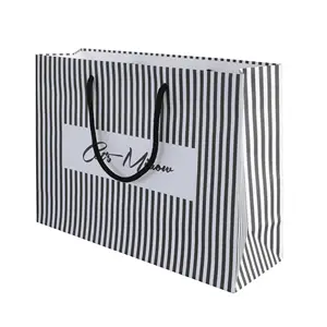 Сделанный на заказ брендовый Печатный белый квадратный нижний упаковочный подарок красивый бумажный пакет для покупок с вашим собственным логотипом