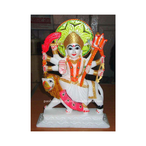 Statue en marbre, position assise sur le sol, Maa Durga - Product Image 1