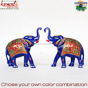 Statuette d'éléphant indien en métal émaillé, artisanat, figurine de décoration - Product Image 3