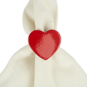 Servilletero de Metal con revestimiento rojo en forma de corazón decorativo para boda, vacaciones, cena, fiesta, decoración de mesa, servilletero - Product Image 1