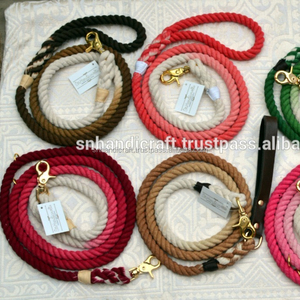 NEW COLORS HANDMADE COTTON DOG ROPE <b>LEASH</b> SINGLE HOOK ROPE <b>LEASH</b> and LEATHER HANDLE ROPE DOG <b>LEASH</b> - Product Image 1