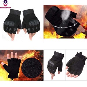Guantes tácticos ajustables para hombre, negros, duros, cosido en latón, de cuero - Product Image 2