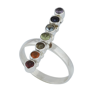 Casa De Plata's Genuine Multi Gemstone Bar Ring Sólido 925 Sterling Silver Diseñador de moda Bisel Ajuste Joyería al por mayor - Product Image 2