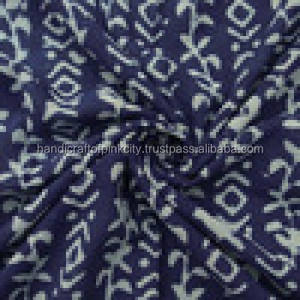 Tela azul índigo de algodón con estampado de bloque de mano Dabu patrón de rayas ligeras para niñas camisas trajes cortinas 120gsm - Product Image 1