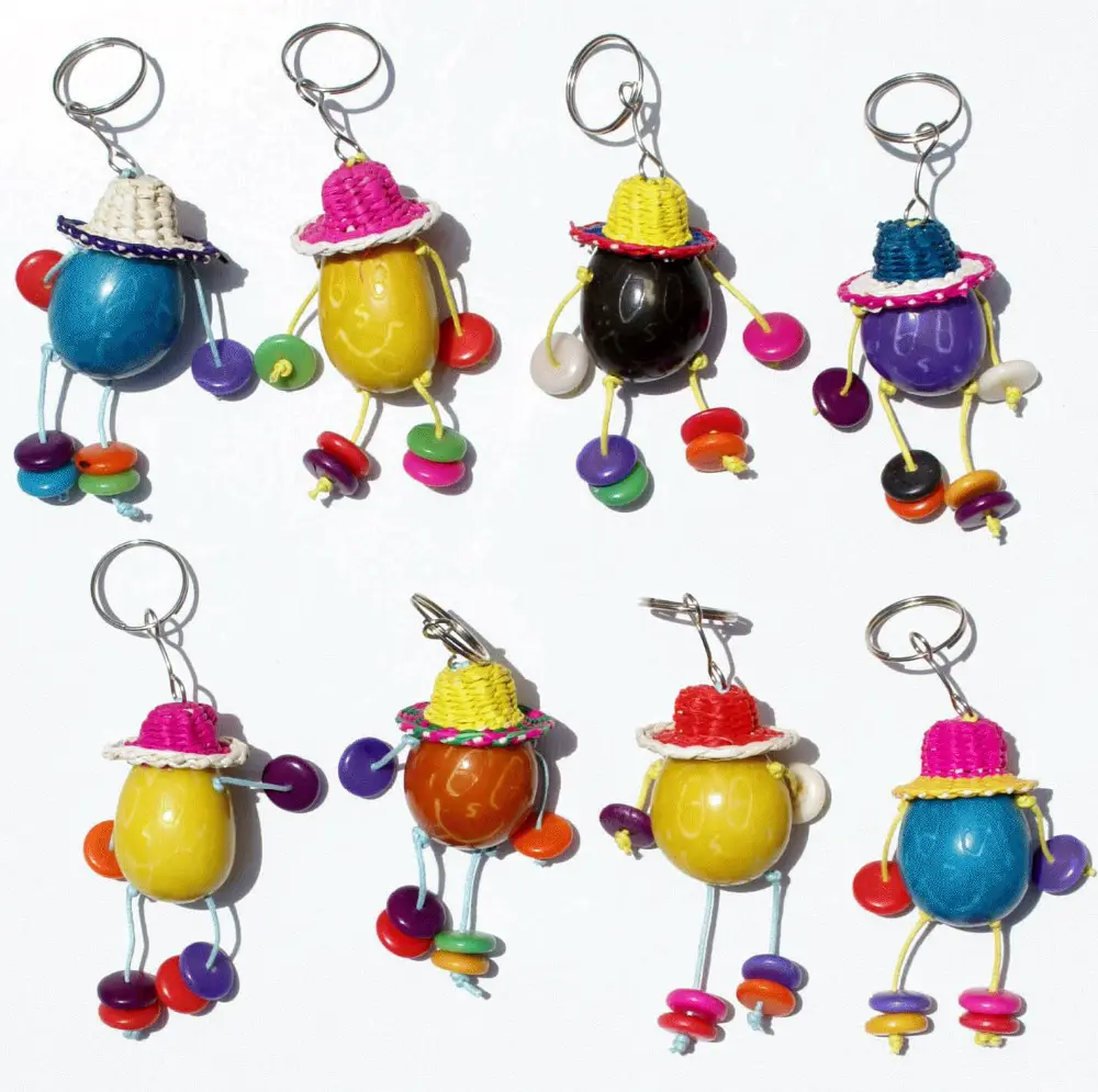 Colored Tagua Nut Potato Man Keychains, Figurines Statues of Toys Dolls, Funny Keychains Handmade Products for Sale