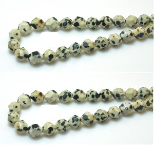 Nugget de jaspe dálmata de alta calidad, piedra preciosa facetada perforada, cadena completa, collar curativo de cristal natural, mayorista - Product Image 2