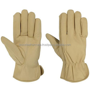 Guantes de Trabajo ISONZ Color Beige, Estilo Conductor, Cuero de Becerro, 10 Pulgadas, Sin Forro, Anti-Impacto, Resistentes al Calor, Guantes de Seguridad - Product Image 1