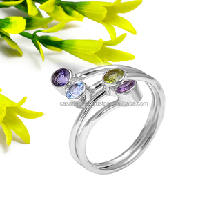 925พลอยหลากสีแหวนเงินคลาสสิกแหวนเงินชุบเงินแหวนแฟชั่นสำหรับงานแต่งงานงานหมั้นวันครบรอบงานเลี้ยงและของขวัญ - Product Image 1