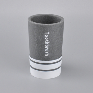 Soporte para cepillo de dientes con forma de cilindro redondo moderno blanco/amarillo ecológico de poliresina - Product Image 2