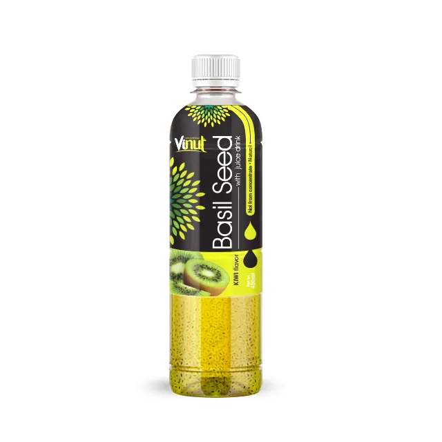 Minuman biji Basil Premium dengan rasa kiwi 450ml botol kaca VINUT jus buah minuman biji basil Harga Murah BRC HALAL OEM ODM