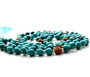 สร้อยคอหินสีเทอร์ควอยซ์ลูกปัดมาลาแบบยาวมีพู่ห้อย - Product Image 6