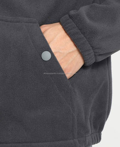 Veste polaire en tricot à fermeture éclair de haute qualité pour hommes avec logo personnalisé OEM, vente en gros en vrac, taille plus, saison d'hiver, couleur grise - Product Image 3