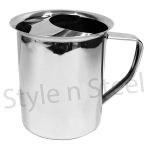 Pichet à eau en acier inoxydable Pichet à eau droit avec couvercle à bouton et design en bande au prix de gros - Product Image 1