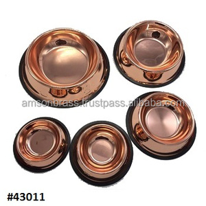 Bols décoratifs en cuivre faits à la main pour chiens, gamelle en métal pour chien, gamelle en cuivre écologique pour chien, prix de gros - Product Image 3