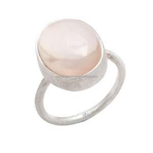 Anillo de piedras preciosas de Plata de Ley 925 de cuarzo rosa natural, joyería chapada en plata, anillo de moda romántico para aniversario de bodas. - Product Image 1