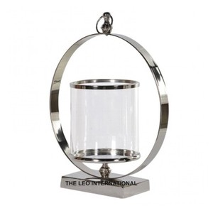 Porte-bougie en métal design, cadeau artisanal de luxe pour Noël, décoration de table, finition argentée, taille personnalisable - Product Image 1