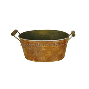 กระถางดอกไม้และชุดปลูกต้นไม้ทรงกลมทำด้วยมือทำจากโลหะทองแดง3ชิ้น - Product Image 6