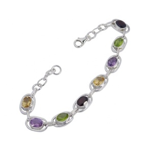 Bijoux Infinity personnalisés Bracelet en argent sterling 925 Améthyste Grenat Multi Gemstone Bijoux - Product Image 1