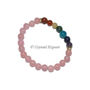 Buy New Rose Quartz with <b>Chakra</b> Beads <b>Bracelets</b> - Product Image 1