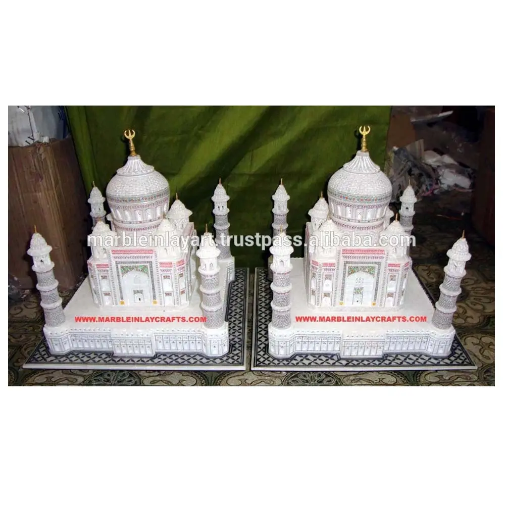 De mármol blanco hecho a mano Taj Mahal réplica de la India de piedra de arte regalo