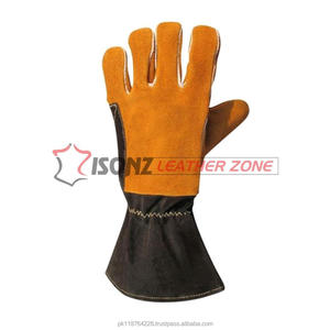 Gants de sécurité en cuir de vache fendu véritable style conducteur Gants de soudage anti-coupure et anti-impact à double paume - Product Image 5