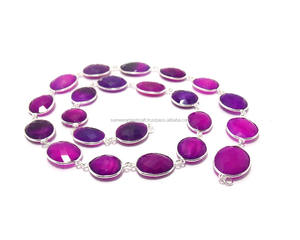 Chaîne à maillons en argent sterling 925 pour femmes Lavande Calcédoine Lunette Connecteur Bouddhisme Inspiré BOHEMIA Design Party Wedding - Product Image 2