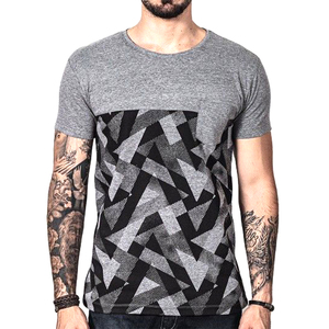 Camiseta de Color blanco abstracto para hombre, camisetas personalizadas con estampado gris, liso, 100% algodón, Logo impreso, liso, teñido gratis - Product Image 1