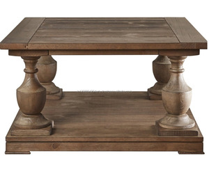 Mesa de centro de madera maciza para sala de estar, muebles para el hogar con acabado antiguo - Product Image 2