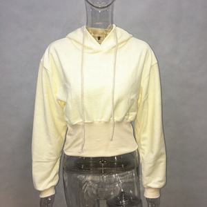 Sudadera con capucha informal de invierno para mujer de Out Class Logo frontal High Street Style 100% Sudadera de lana de algodón Crop TOP Pedido a granel - Product Image 1