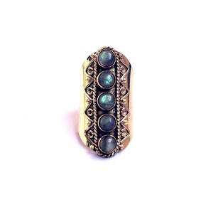 Bague réglable 5 pierres Bague femme Labradorite finie or laiton - Product Image 2