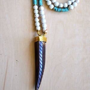 Collar con colgante de piedra de Firoza, estilo Tribal - Product Image 1