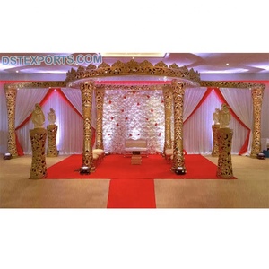 Corona de boda del sur de la India Mandap Evento DE BODA Rey Mandap Decoración Impresionante Oro blanco Boda Mandap Precio de fábrica EE. UU. - Product Image 2