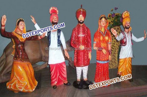 Punjabi-Sangeet de cultura, estatuas de escenario, decoración de boda, entrada de fibra - Product Image 5