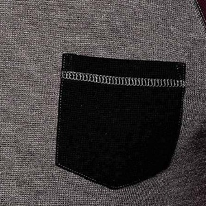 Camiseta cómoda de manga raglán para hombre, cuello redondo, bolsillo en el pecho, informal, BD, tejido liso, liso, teñido, en línea, venta al por mayor - Product Image 6