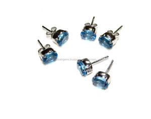 925 Sterling Silver <b>Earrings</b> with Natural <b>Blue</b> <b>Topaz</b> Classic Style Jewelry for Wedding Party or Gift - Product Image 1