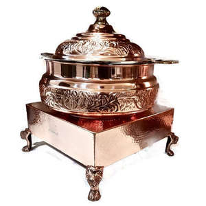 Chauffe-plat de service de fêtes de mariage de luxe avec support de brûleur chauffe-plat pliant en métal et article de restauration à finition dorée - Product Image 1