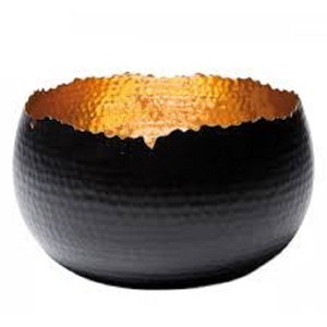 Cuenco para velas de té negro y cobre interior, material de cobre, cuencos de iluminación únicos y elegantes - Product Image 1