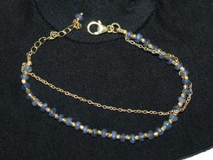 Pulsera de GEMA con cuentas facetadas de tanzanita Natural, Plata de Ley 925 sólida chapada en oro - Product Image 2