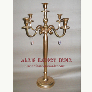 Candelabro de 5 brazos de aluminio y Metal a precio razonable, portavelas con acabado dorado, Decoración de mesa de boda y decoración del hogar de la mejor calidad - Product Image 2