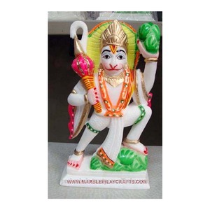 Estatua colorida de mármol Hanuman - Product Image 1