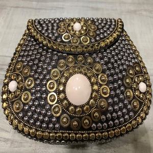 Sacs en métal indien en mosaïque de métal fait à la main, pochette ethnique Antique en pierre bleue - Product Image 4