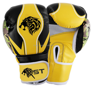Guantes de boxeo de cuero PU genuino de piel de vaca de alta resistencia personalizados del mejor fabricante para entrenamiento Guantes deportivos de perforación Artes marciales - Product Image 1