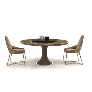 Luxury emperador round dining tulip marble table