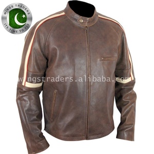 Hommes En Cuir Veste Offre Spéciale Meilleure Qualité Nouvelle Arrivée Moto Vestes En Cuir À La Mode Brun Cire Véritable Veste En Cuir - Product Image 4