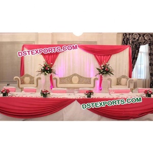 Conjunto de sofás de plata para boda asiática, conjunto de muebles de escenario para recepción de boda, último diseño - Product Image 1