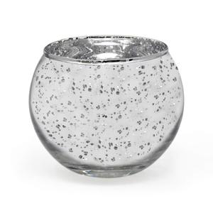 Lead-Free Thick Mercury <b>Glass</b> Votive T Light Candle Holder Speckled Silver Metallic Finish for Christmas Season Christmas Candle - Product Image 1