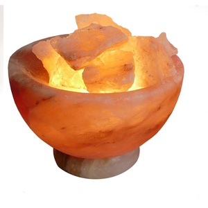 Himalaya Rose Cristal Sel Lampe Feu Bol Sian Entreprises Écologique Feng Shui Fleur Sculpture Automatique Bouton Chunked - Product Image 1