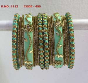 Velvet Fashion Bangle Juda Set Multi Color Indian Beautiful Bangle <b>Box</b> - Product Image 1