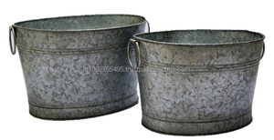 Juego de 3 Macetas y Jardineras de Piso para Exteriores de Estilo Americano, de Lámina Galvanizada GP, para Fines Decorativos - Product Image 3